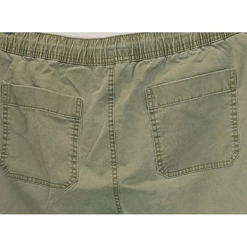 No Boundaries Jogger Pants Womens Large Olive Green Canvas Casual Joggers Cuffed